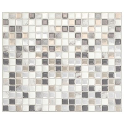 Crédence Adhésive Cuisine et Salle de Bain x4 - Carrelage Mural Smart Tiles, Gris, Blanc et Beige - 25,91 x 23,11cm