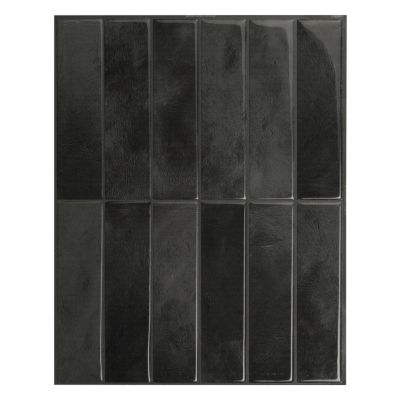 Crédence Adhésive Cuisine et Salle de Bain x4 - Carrelage Mural Smart Tiles, Noir - 29,03 x 22,86cm