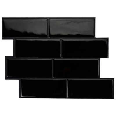 Crédence Adhésive Cuisine et Salle de Bain x4 - Carrelage Mural Smart Tiles, Noir - 29,36 x 21,29cm