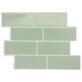 Crédence Adhésive Cuisine et Salle de Bain x4 - Carrelage Mural Smart Tiles, Vert - 29,36 x 21,29cm