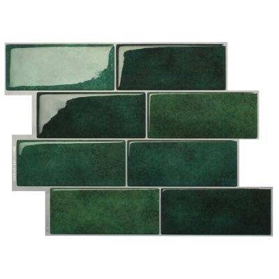 Crédence Adhésive Cuisine et Salle de Bain x4 - Carrelage Mural Smart Tiles, Vert - 29,36 x 21,29cm