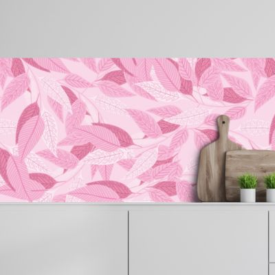 Crédence adhésive feuillages roses 60x200 cm