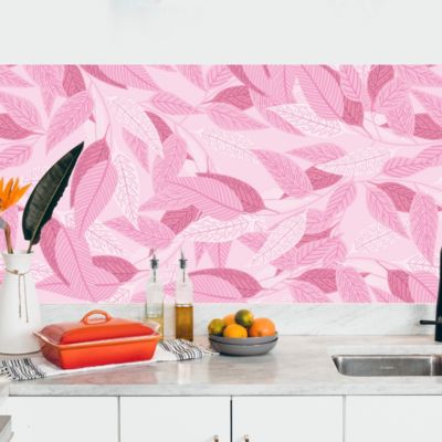 Crédence adhésive feuillages roses 60x200 cm