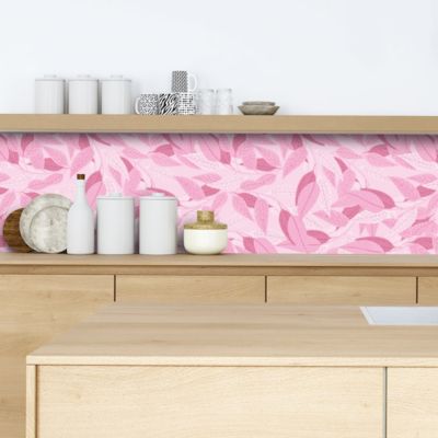 Crédence adhésive feuillages roses 60x200 cm