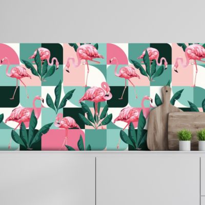 Crédence adhésive flamant rose 30x70 cm