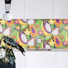 Crédence Adhésive Fruits Tropicaux 200 x 60 cm