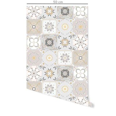 Crédence adhésive lavable cuisine beige et gris en vinyle lavable et amovible - 1 rouleau 50x300 cm - Decochic