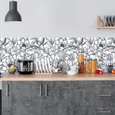 Crédence adhésive motifs vagues noir 40X100cm