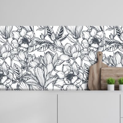 Crédence adhésive motifs vagues noir 40X100cm