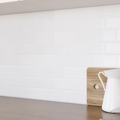 Crédence adhésive murale effet carrelage métro blanc 10 pcs 30x30 cm