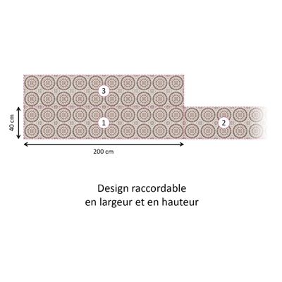 Crédence cuisine adhésive en vinyle effet mosaïque rouge, 200 x 40 cm, design raccordable