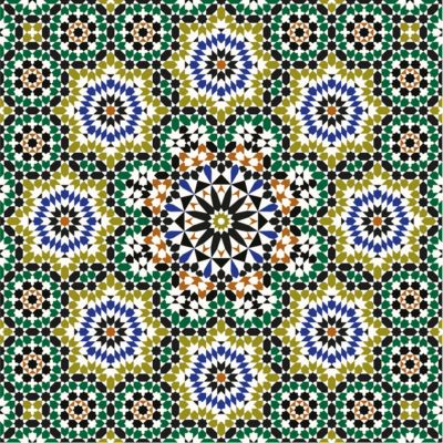 Crédence cuisine adhésive en vinyle modèle VILLA MARRAKECH vert, 200 x 40 cm, design raccordable
