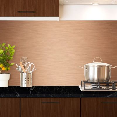 Crédence cuisine en aluminium - effet industriel cuivre - 240x50 cm (en 2 bandeaux)