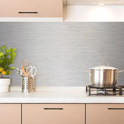 Crédence cuisine en aluminium - effet industriel gris - 360x50 cm (en 3 bandeaux)
