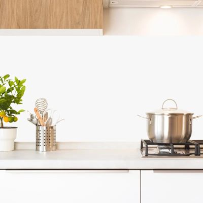 Crédence cuisine en aluminium - essentiel blanc - 240x50 cm (en 2 bandeaux)