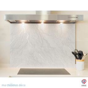 Crédence cuisine fond de hotte Ardoise blanche 2 - Verre trempé - L 90 cm x H 50 cm - MaCrédenceDéco