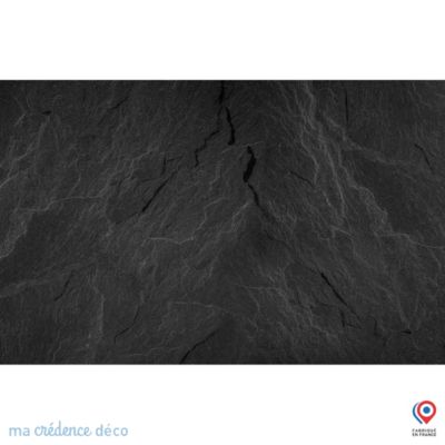 Crédence cuisine fond de hotte Ardoise noir 2 - Verre trempé - L 90 cm x H 70 cm - MaCrédenceDéco