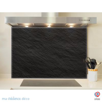 Crédence cuisine fond de hotte Ardoise - Verre trempé - L 90 cm x H 70 cm - MaCrédenceDéco