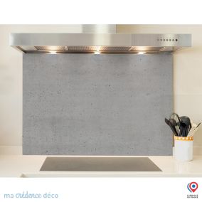 Crédence cuisine fond de hotte Béton brut 2 - Verre trempé - L 90 cm x H 70 cm - MaCrédenceDéco