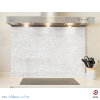Crédence cuisine fond de hotte Béton brut - Verre trempé - L 70 cm x H 60 cm - MaCrédenceDéco