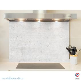 Crédence cuisine fond de hotte Béton brut - Verre trempé - L 90 cm x H 70 cm - MaCrédenceDéco