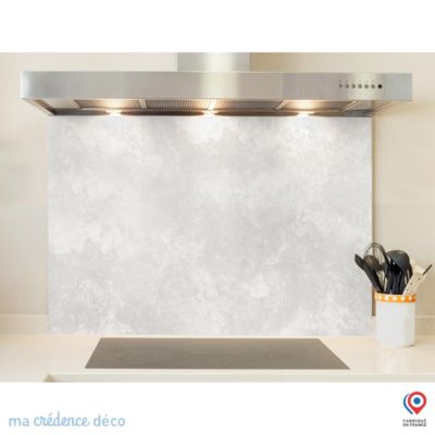 Crédence cuisine fond de hotte Béton ciré - Verre trempé - L 70 cm x H 60 cm - MaCrédenceDéco