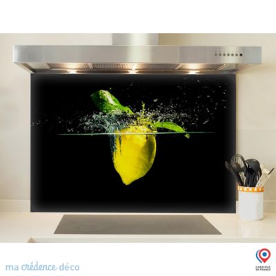 Crédence cuisine fond de hotte Bain de citron - Verre trempé - L 90 cm x H 60 cm - MaCrédenceDéco