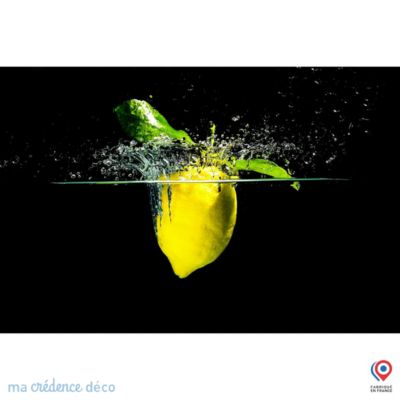 Crédence cuisine fond de hotte Bain de citron - Verre trempé - L 90 cm x H 60 cm - MaCrédenceDéco