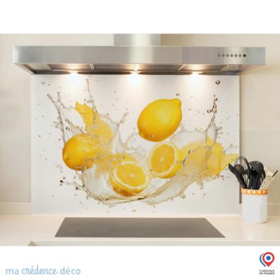 Crédence cuisine fond de hotte Bain de citrons 2 - Verre trempé - L 70 cm x H 60 cm - MaCrédenceDéco