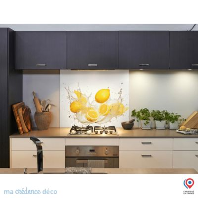 Crédence cuisine fond de hotte Bain de citrons 2 - Verre trempé - L 70 cm x H 60 cm - MaCrédenceDéco