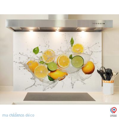 Crédence cuisine fond de hotte Bain de citrons 3 - Verre trempé - L 90 cm x H 50 cm - MaCrédenceDéco