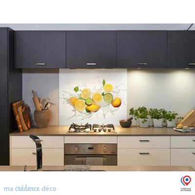 Crédence cuisine fond de hotte Bain de citrons 3 - Verre trempé - L 90 cm x H 50 cm - MaCrédenceDéco