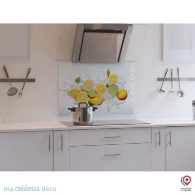 Crédence cuisine fond de hotte Bain de citrons 3 - Verre trempé - L 90 cm x H 50 cm - MaCrédenceDéco