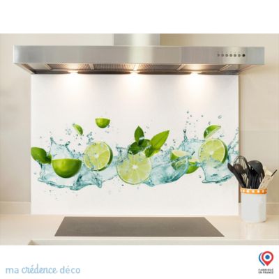 Crédence cuisine fond de hotte Bain de citrons et menthe - Verre trempé - L 70 cm x H 60 cm - MaCrédenceDéco