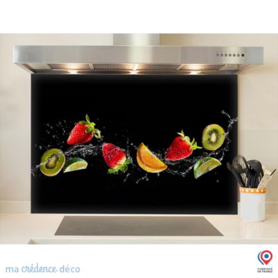 Crédence cuisine fond de hotte Bain de fruits 4 - Verre trempé - L 90 cm x H 60 cm - MaCrédenceDéco