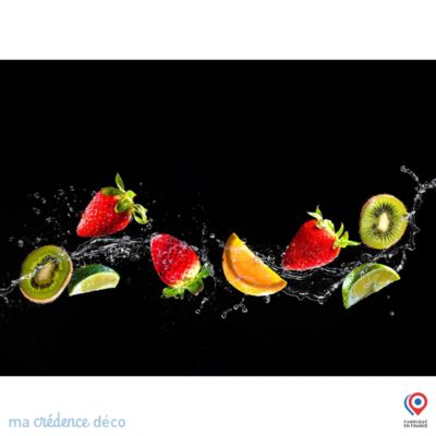 Crédence cuisine fond de hotte Bain de fruits 4 - Verre trempé - L 90 cm x H 60 cm - MaCrédenceDéco