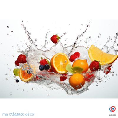 Crédence cuisine fond de hotte Bain de fruits 6 - Verre trempé - L 90 cm x H 50 cm - MaCrédenceDéco
