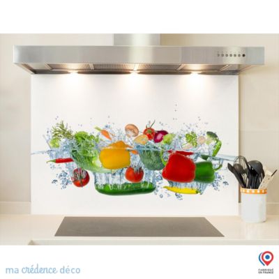 Crédence cuisine fond de hotte Bain de légumes 2 - Verre trempé - L 90 cm x H 60 cm - MaCrédenceDéco