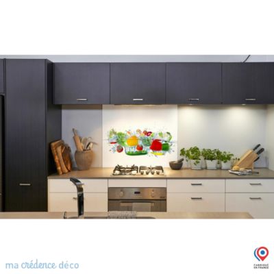Crédence cuisine fond de hotte Bain de légumes 2 - Verre trempé - L 90 cm x H 60 cm - MaCrédenceDéco