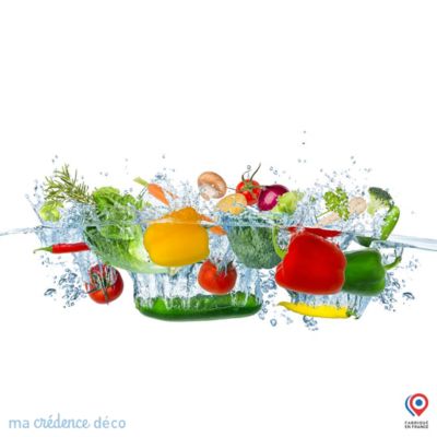 Crédence cuisine fond de hotte Bain de légumes 2 - Verre trempé - L 90 cm x H 60 cm - MaCrédenceDéco