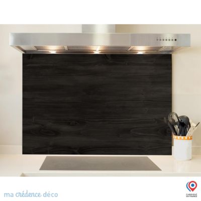 Crédence cuisine fond de hotte Bois foncé - Verre trempé - L 70 cm x H 60 cm - MaCrédenceDéco
