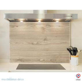Crédence cuisine fond de hotte Bois japonnais - Verre trempé - L 60 cm x H 45 cm - MaCrédenceDéco