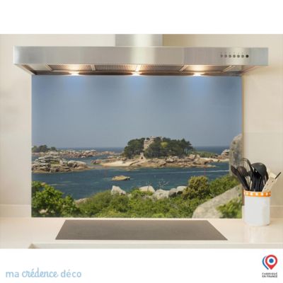 Crédence cuisine fond de hotte Côte de Granit Rose - Verre trempé - L 90 cm x H 60 cm - MaCrédenceDéco