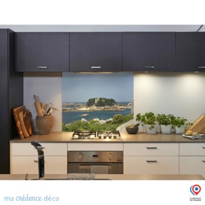 Crédence cuisine fond de hotte Côte de Granit Rose - Verre trempé - L 90 cm x H 60 cm - MaCrédenceDéco