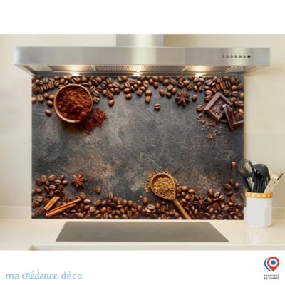 Crédence cuisine fond de hotte Café et chocolat - Verre trempé - L 70 cm x H 60 cm - MaCrédenceDéco