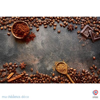 Crédence cuisine fond de hotte Café et chocolat - Verre trempé - L 70 cm x H 60 cm - MaCrédenceDéco