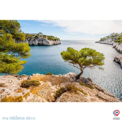 Crédence cuisine fond de hotte Calanque Cassis - Verre trempé - L 70 cm x H 60 cm - MaCrédenceDéco