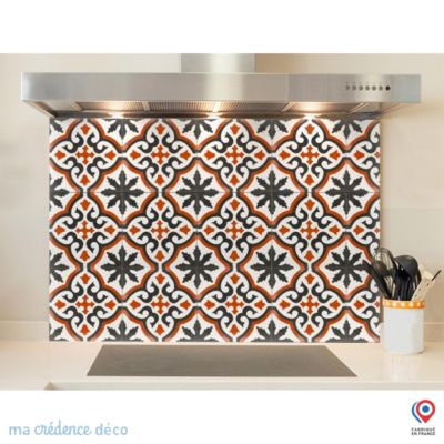 Crédence cuisine fond de hotte Carrelage classique rouge - Verre trempé - L 70 cm x H 60 cm - MaCrédenceDéco