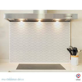 Crédence cuisine fond de hotte Cercles et japon - Verre trempé - L 70 cm x H 60 cm - MaCrédenceDéco