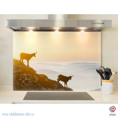 Crédence cuisine fond de hotte Chamois - Verre trempé - L 90 cm x H 60 cm - MaCrédenceDéco